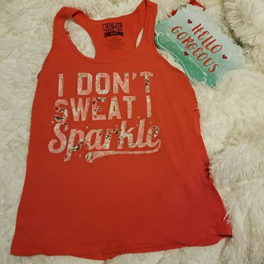 Chin up apparel racer back gym tank top medium